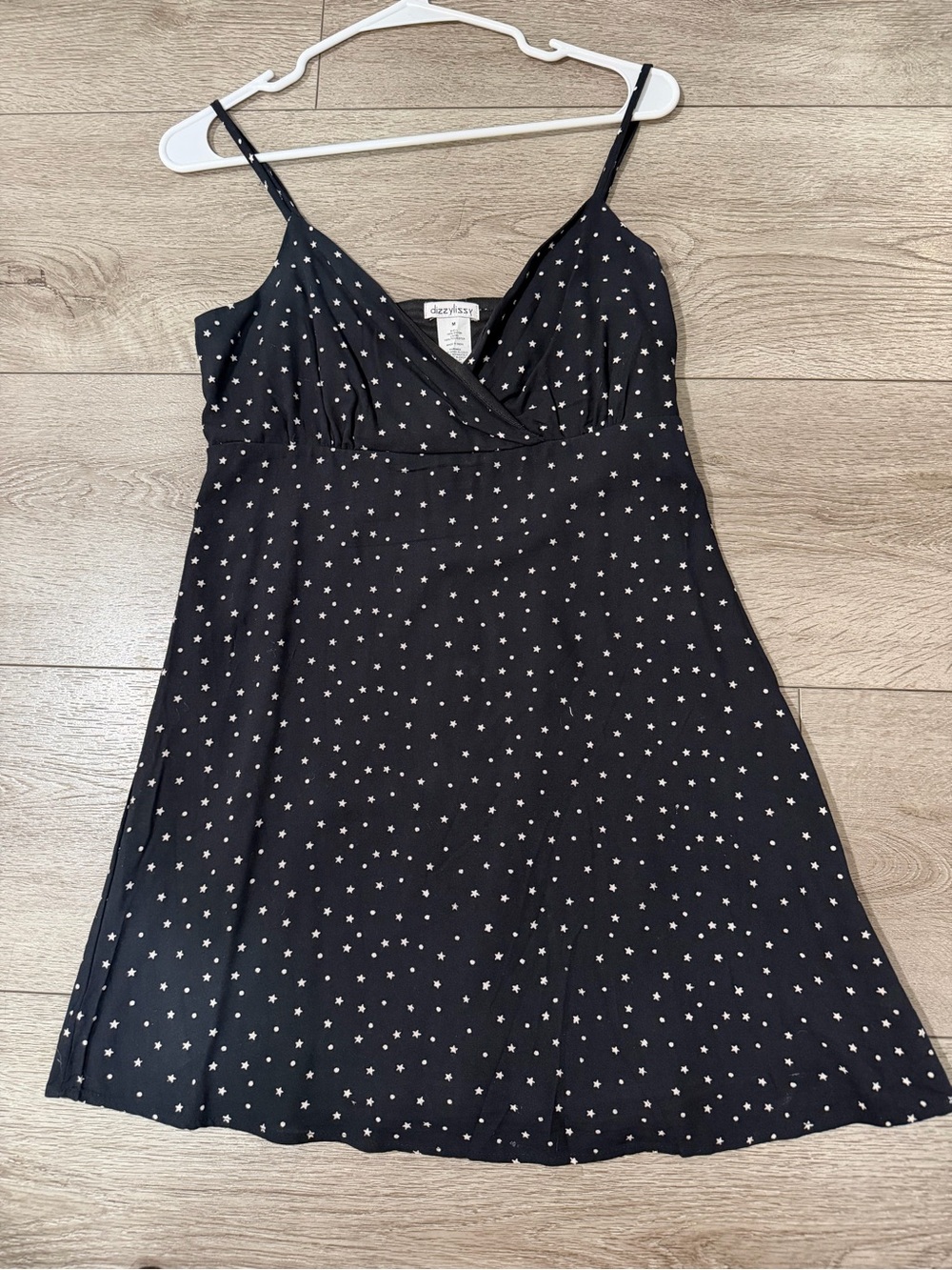 Dizzy Lizzy Black Star Print Spaghetti Strap Mini Dress